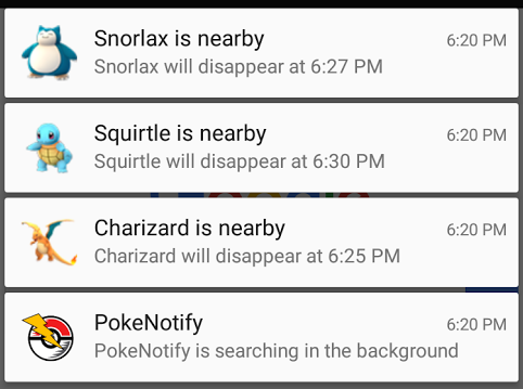 Recibir una notificación cuando haya Pokémons cerca