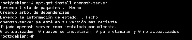 instalar el servicio, el cual se llama openssh-server.