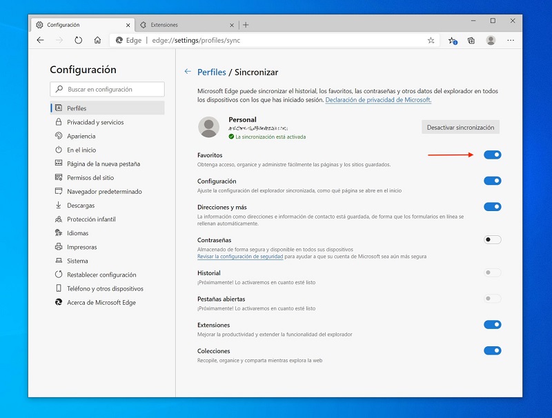 Cómo sincronizar TODO (archivos, marcadores, contraseñas…) entre varios PCs con Windows 10 5 Cómo sincronizar TODO (archivos, marcadores, contraseñas…) entre varios PCs con Windows 10- Azul Web